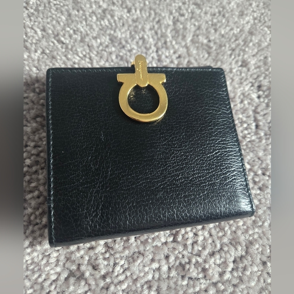 Ferragamo Black Wallet with Gold Accent - Picture 3 of 14